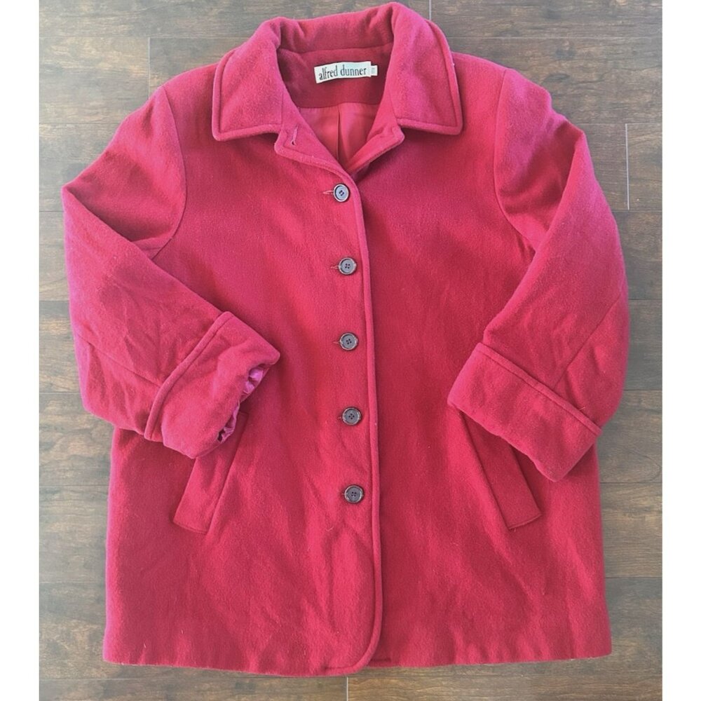 ALFRED DUNNER Peacoat Jacket Women 18W Wool Red Warm Lined Pockets USA